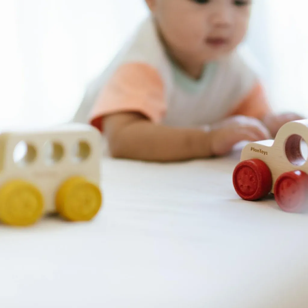 New Ma première voiture en bois d'hévéa rouge Petites Voitures, Véhicules Et Circuits