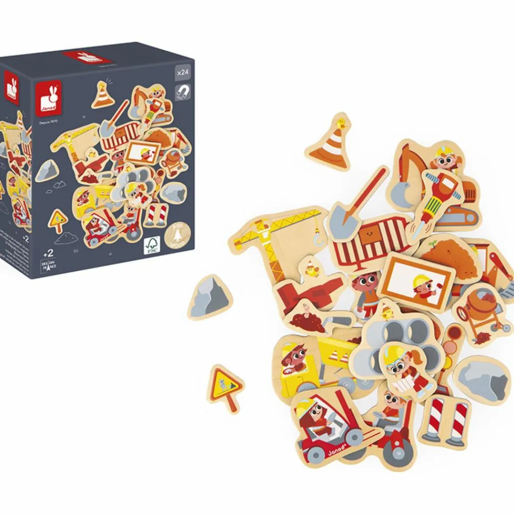Outlet Magnets Engins de chantier (24 pièces) Jeu Magnétique