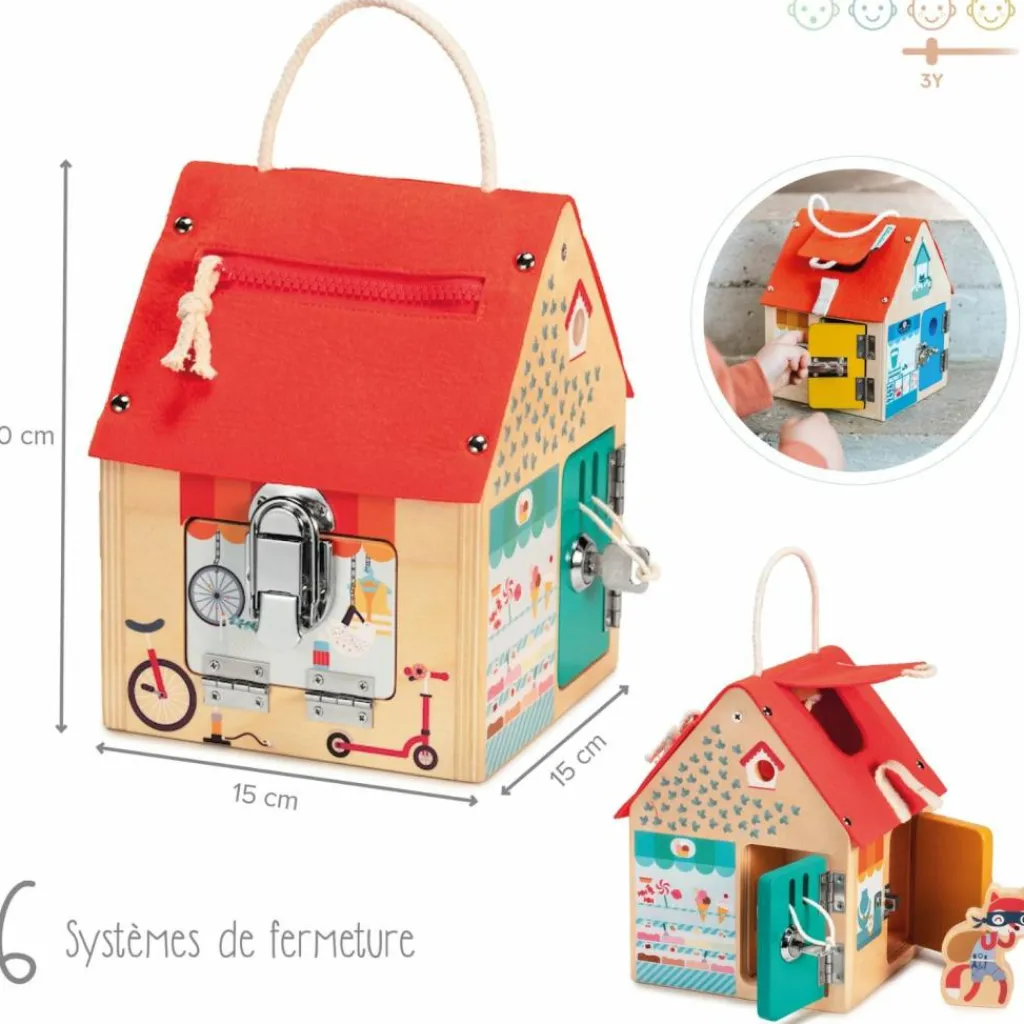 Discount Maison d'apprentissage à verrous Jeu De Motricité Fine