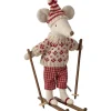 Online Maman Souris en hiver et sa paire de skis Rouge Figurines De Jeu
