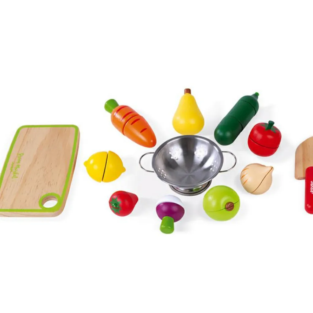 Outlet Maxi set de fruits et légumes en bois à découper Dînette Et Aliments Factices