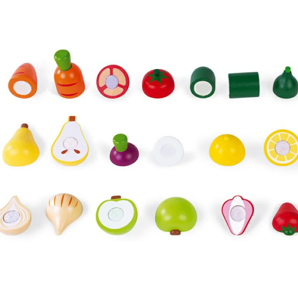 Outlet Maxi set de fruits et légumes en bois à découper Dînette Et Aliments Factices