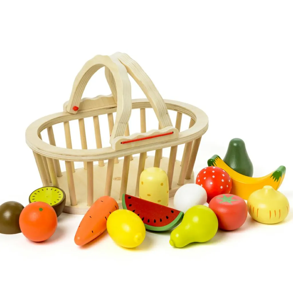 Best Panier de 13 fruits et légumes en bois Dînette Et Aliments Factices