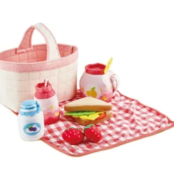Sale Panier de pique-nique et accessoires en tissu (14 pièces) Dînette Et Aliments Factices