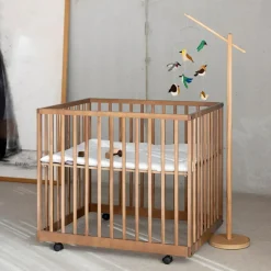 Outlet Parc Mori avec roulettes Naturel (95 x 75 cm) Parc Bébé Et Accessoires