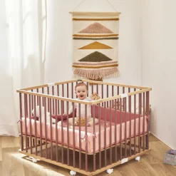 Sale Parc pliant carré en bois Gaby hybride vieux rose Parc Bébé Et Accessoires