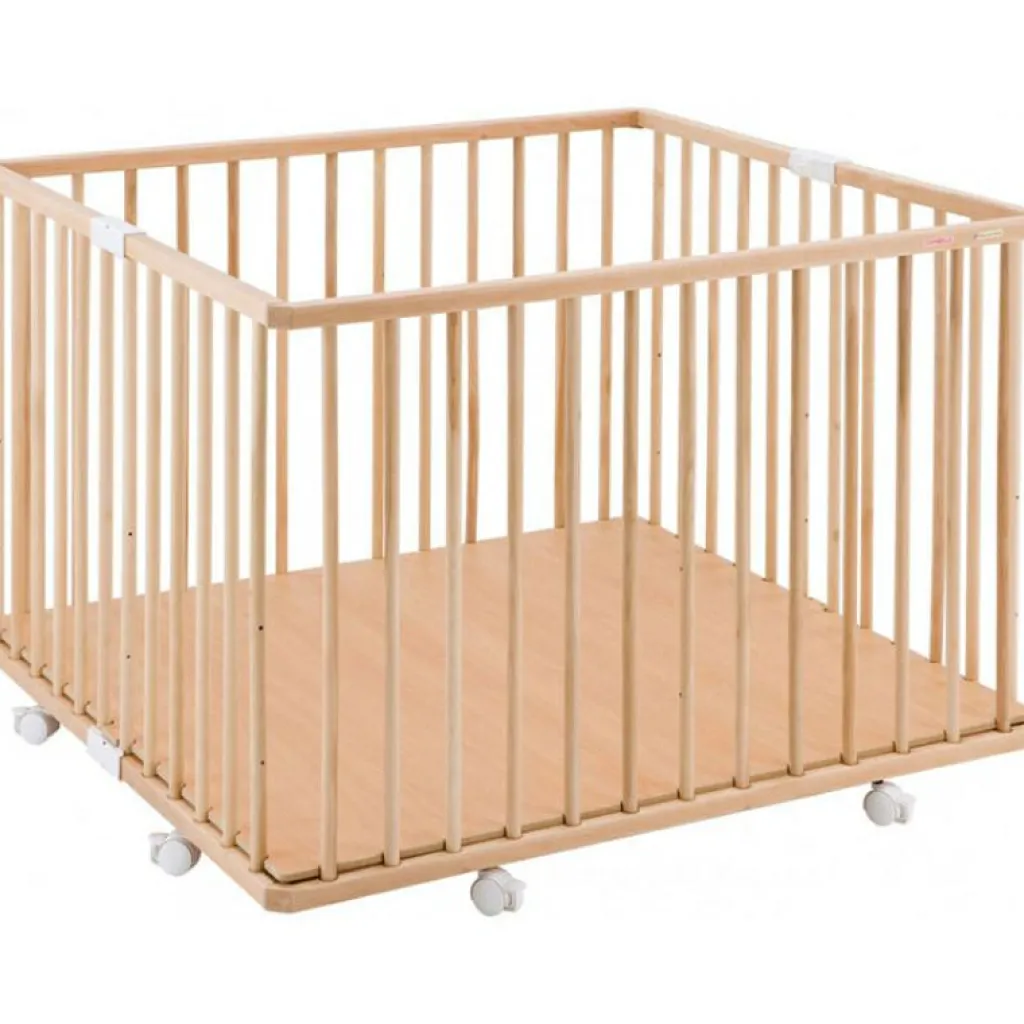 New Parc pliant carré en bois Gaby Vernis naturel Parc Bébé Et Accessoires