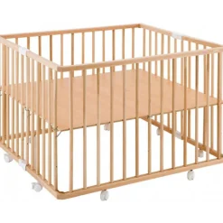 New Parc pliant carré en bois Gaby Vernis naturel Parc Bébé Et Accessoires