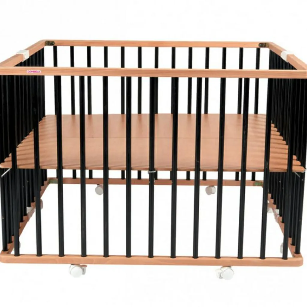 Hot Parc pliant carré en bois Gaby Hybride noir Parc Bébé Et Accessoires