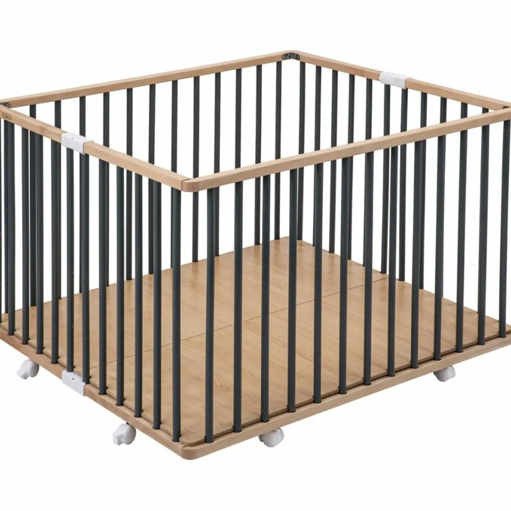 Outlet Parc pliant carré Gaby avec plancher réglable et roulettes Hybride kaki Parc Bébé Et Accessoires