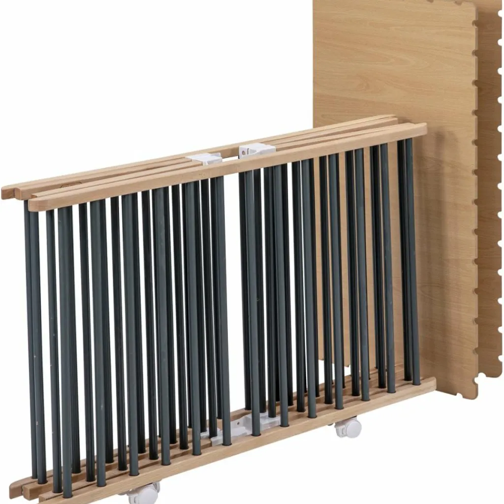 Outlet Parc pliant carré Gaby avec plancher réglable et roulettes Hybride kaki Parc Bébé Et Accessoires