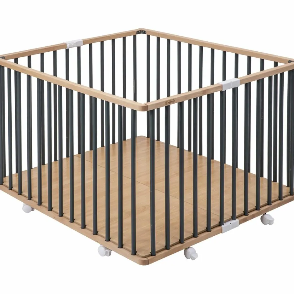 Outlet Parc pliant carré Gaby avec plancher réglable et roulettes Hybride kaki Parc Bébé Et Accessoires