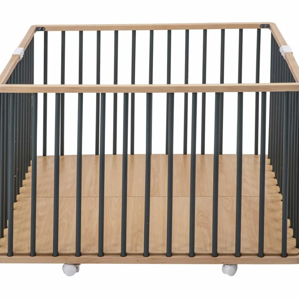 Outlet Parc pliant carré Gaby avec plancher réglable et roulettes Hybride kaki Parc Bébé Et Accessoires