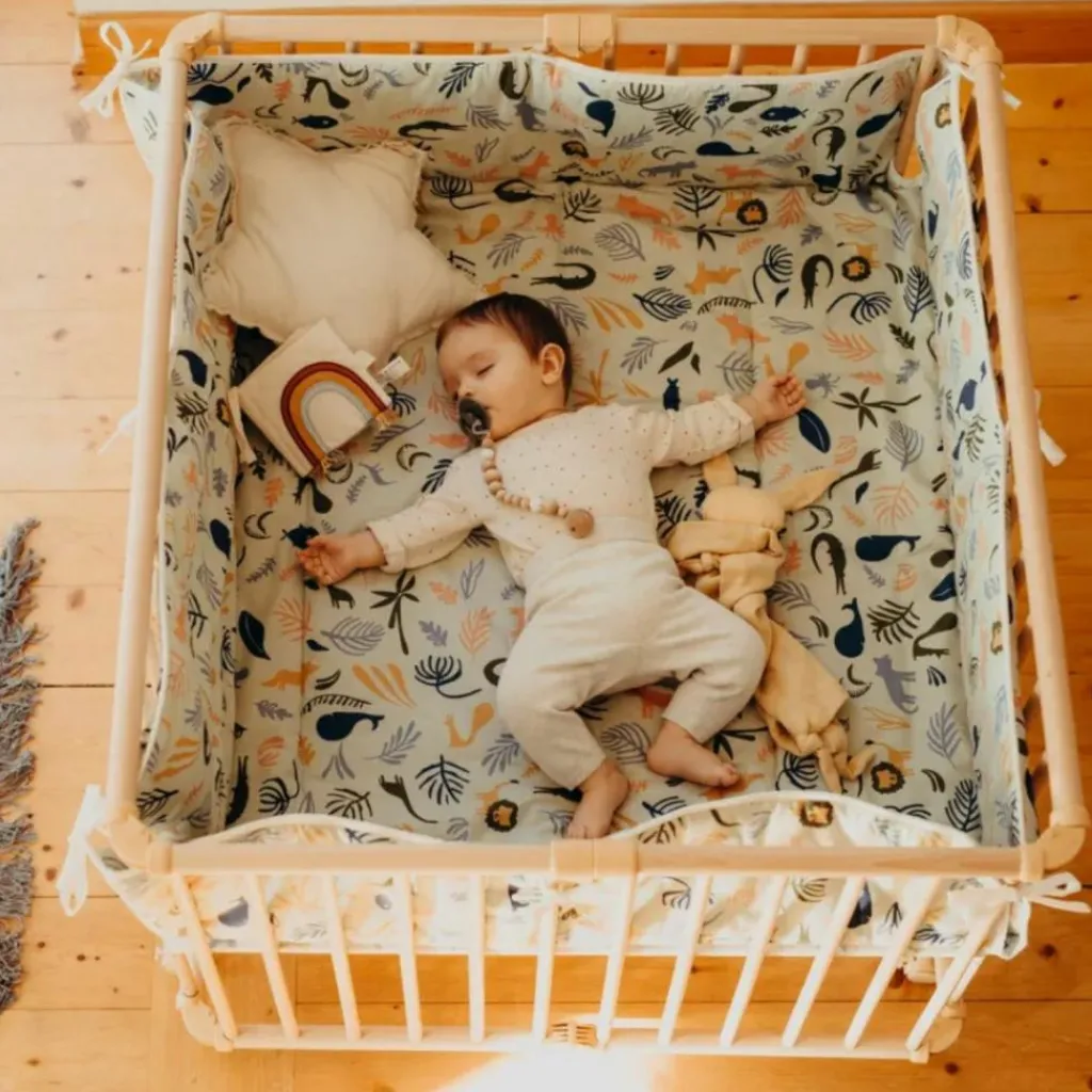 Sale Parc pliant Lucilee + naturel avec fond vert d'eau (76 x 97 cm) Parc Bébé Et Accessoires