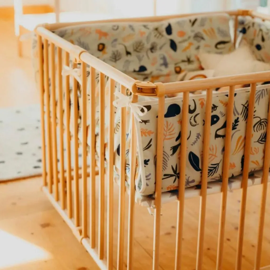 Sale Parc pliant Lucilee + naturel avec fond vert d'eau (76 x 97 cm) Parc Bébé Et Accessoires