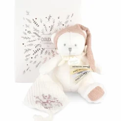 Hot Peluche attache-sucette Ours Pantin Rose (20 cm) Doudou Attache Sucette