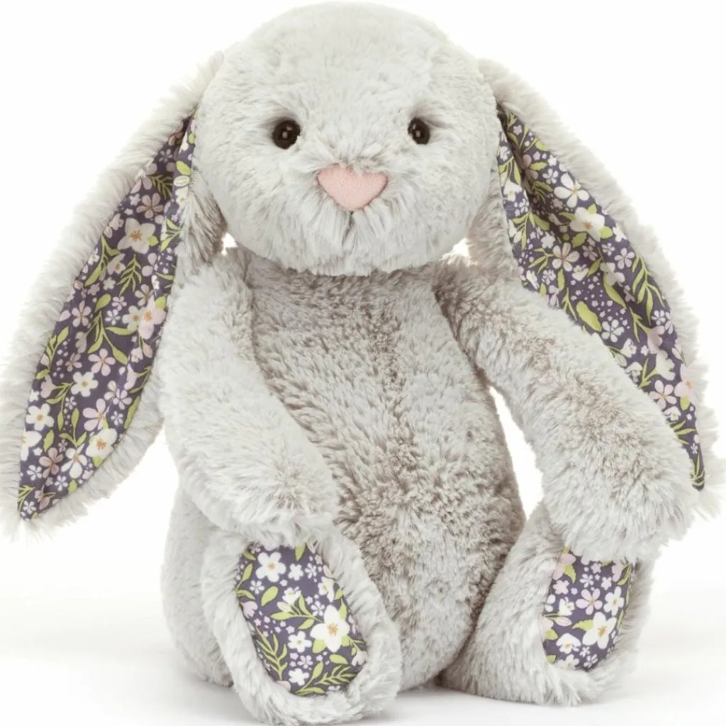 Best Peluche Bashful Lapin en fleurs Gris (31 cm) Peluche Moyenne (20-59 Cm)