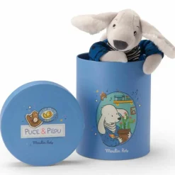 Peluche chien Pilou bleu Puce et Pilou (30 cm) Peluche Moyenne (20-59 Cm)