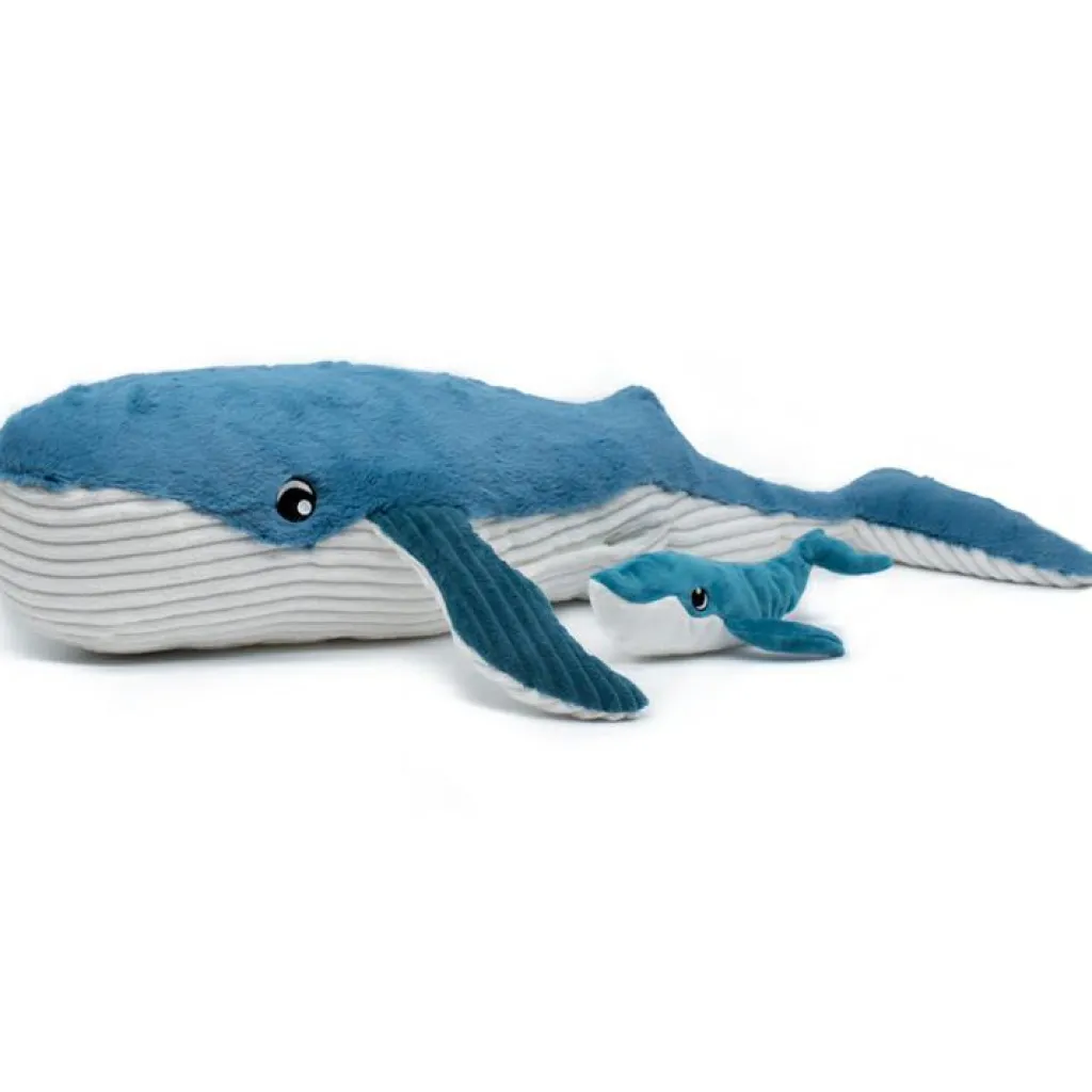 Peluche Gravillou baleine maman et bébé Les Ptipotos bleu Peluche Moyenne (20-59 Cm)