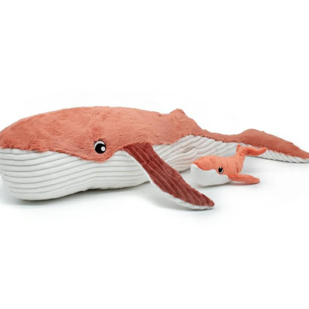 New Peluche Gravillou baleine maman et bébé Les Ptipotos terracotta Peluche Moyenne (20-59 Cm)