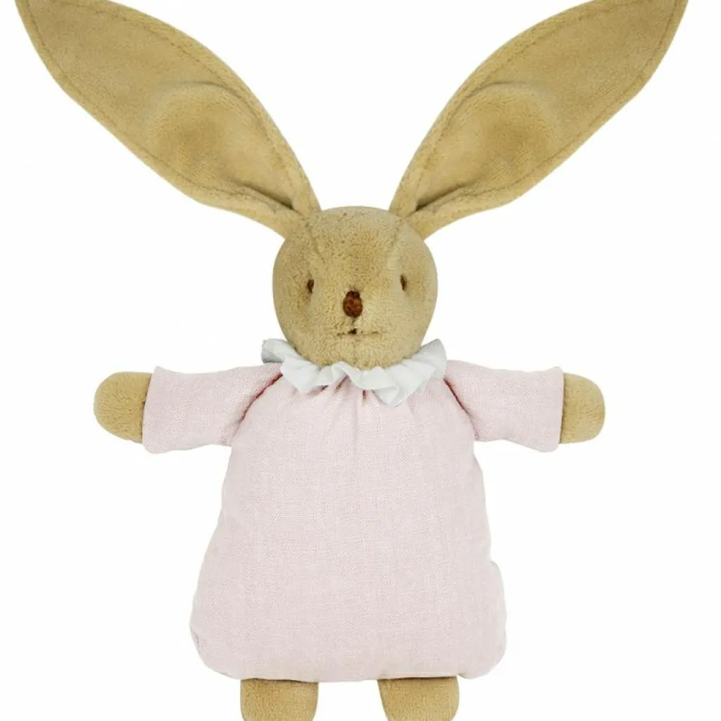 Hot Peluche hochet lapin nid d'ange en coton bio rose poudré (20 cm) Peluche Moyenne (20-59 Cm)