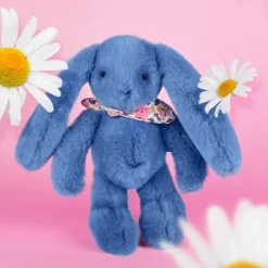 Hot Peluche Lapin Fleurette Bleu (25 cm) Peluche Moyenne (20-59 Cm)