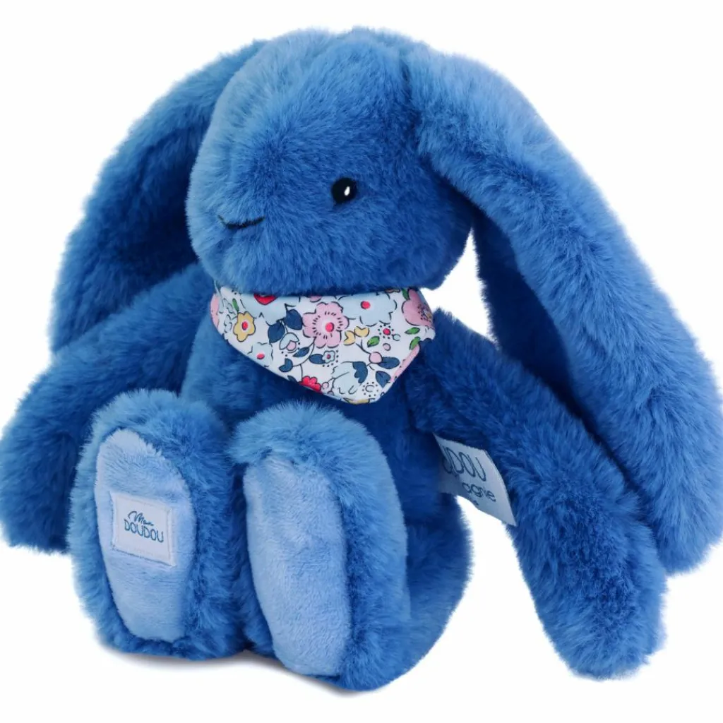 Hot Peluche Lapin Fleurette Bleu (25 cm) Peluche Moyenne (20-59 Cm)