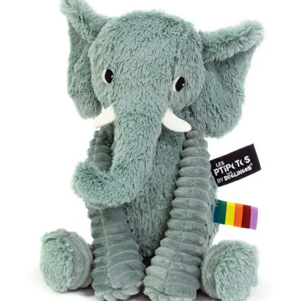 Peluche Les Ptipotos Dimoitou l'éléphant vert (26 cm) Peluche Moyenne (20-59 Cm)