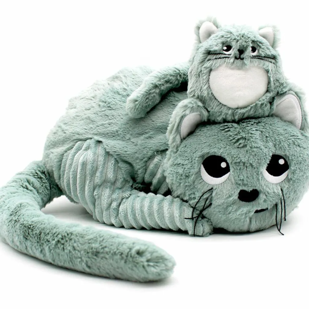 Sale Peluche Miaou le chat maman et bébé menthe (32 cm) Peluche Moyenne (20-59 Cm)