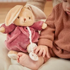 Peluche musicale Patapouf Lapin bordeaux (17 cm) Peluche Musicale