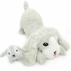 Best Peluche Toutou maman et bébé Les Ptipotos Gris clair (34 cm) Peluche Moyenne (20-59 Cm)