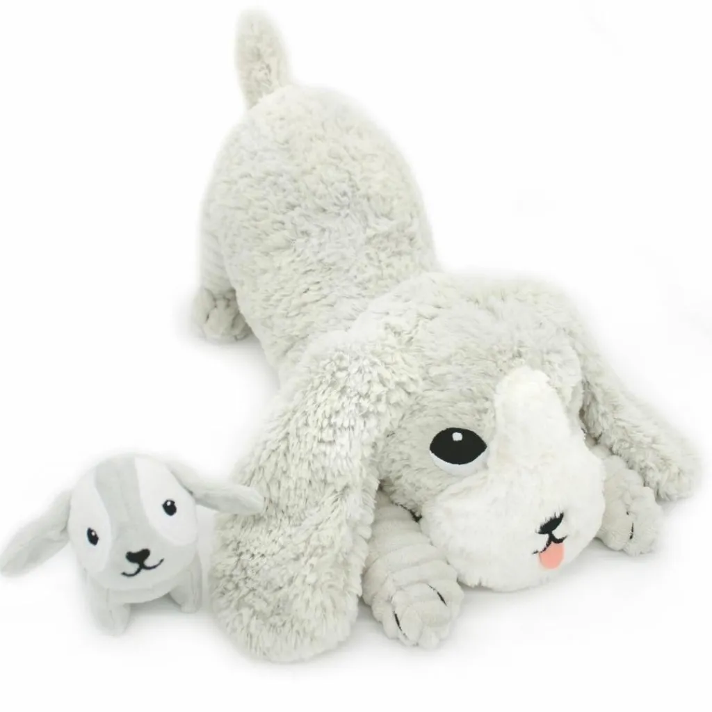Best Peluche Toutou maman et bébé Les Ptipotos Gris clair (34 cm) Peluche Moyenne (20-59 Cm)