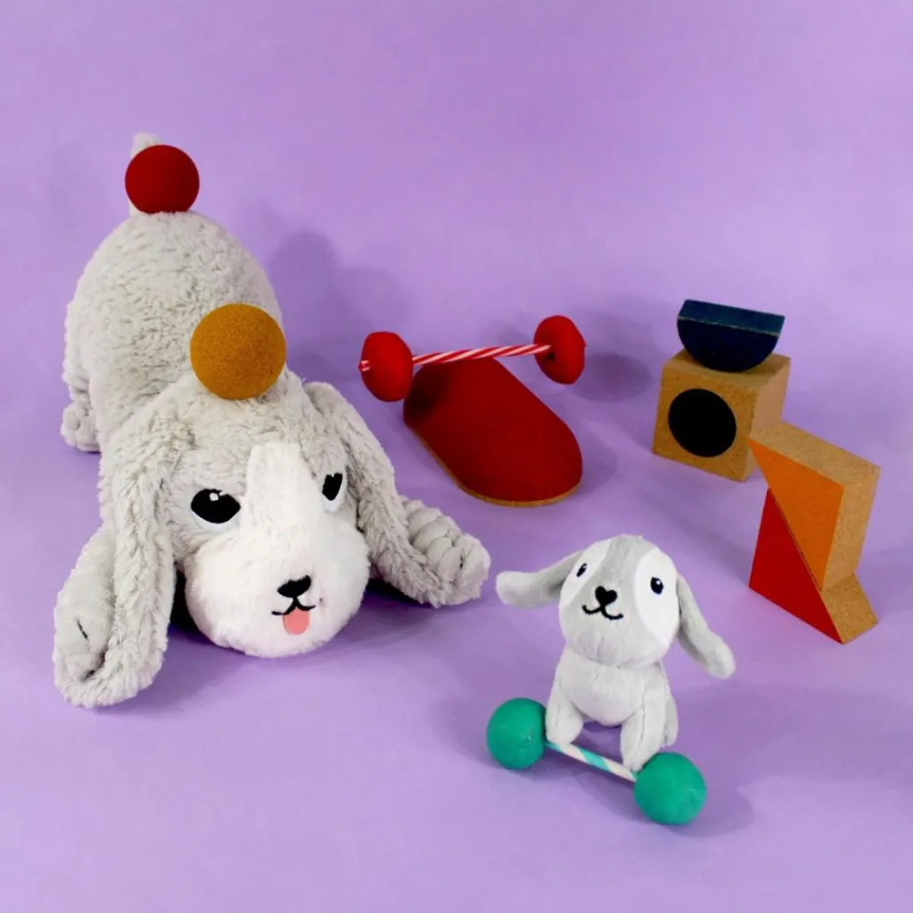 Best Peluche Toutou maman et bébé Les Ptipotos Gris clair (34 cm) Peluche Moyenne (20-59 Cm)