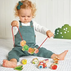 Clearance Perles à enfiler en bois Ferme potager (11 pièces) Jouet À Encastrer