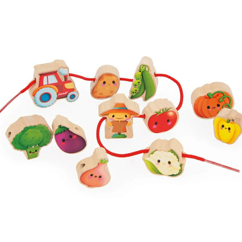 Clearance Perles à enfiler en bois Ferme potager (11 pièces) Jouet À Encastrer