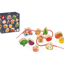 Clearance Perles à enfiler en bois Ferme potager (11 pièces) Jouet À Encastrer