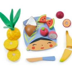 Planche à découper fruits tropicaux en bois Dînette Et Aliments Factices