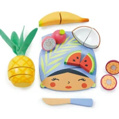 Planche à découper fruits tropicaux en bois Dînette Et Aliments Factices