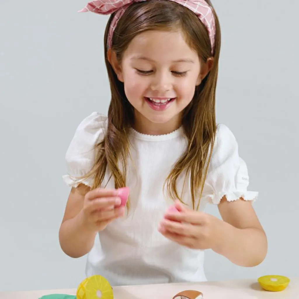 Planche à découper fruits tropicaux en bois Dînette Et Aliments Factices