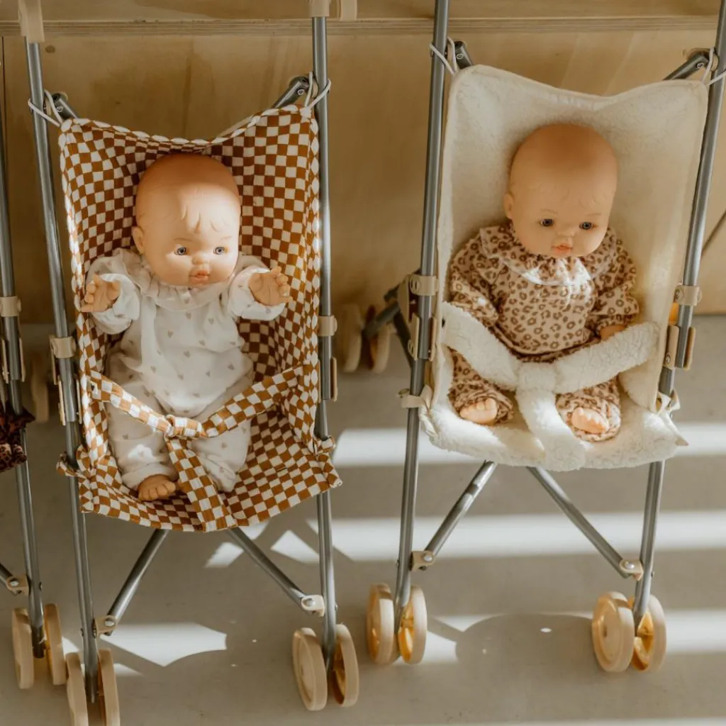 Clearance Poussette pour poupée Gaze Damier Poussette Pour Poupée