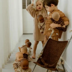 Hot Poussette pour poupée Gaze Léopard Marron (personnalisable) Poussette Pour Poupée