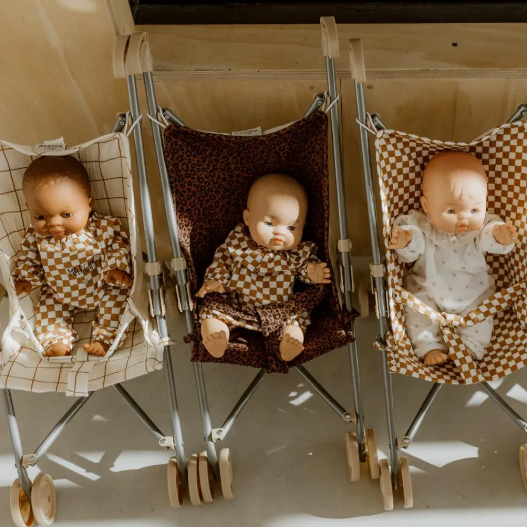 Hot Poussette pour poupée Gaze Léopard Marron (personnalisable) Poussette Pour Poupée