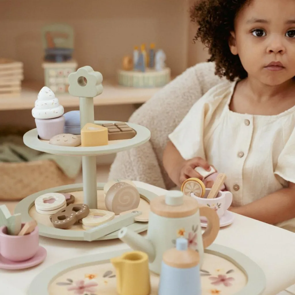 Outlet Présentoir à pâtisseries en bois Dînette Et Aliments Factices