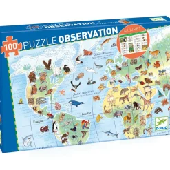 Hot Puzzle d'observation avec livret Les animaux du monde (100 pièces) Puzzle