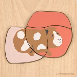 Outlet Puzzle en bois 2 pièces Little Mateys Chat-Cochon d'Inde Puzzle