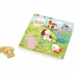 Hot Puzzle tactile en bois Ferme (5 pièces) Puzzle