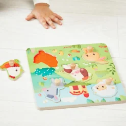 Hot Puzzle tactile en bois Ferme (5 pièces) Puzzle