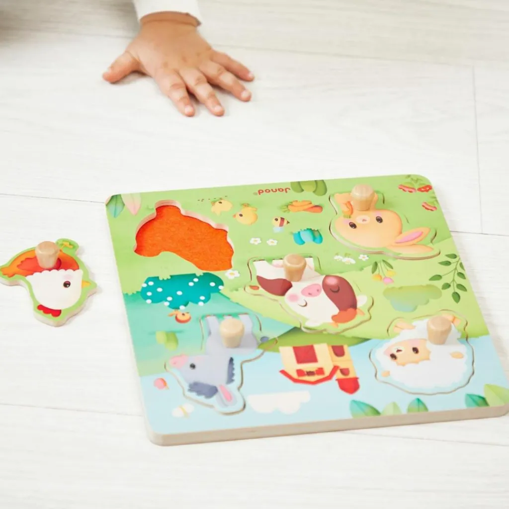 Hot Puzzle tactile en bois Ferme (5 pièces) Puzzle