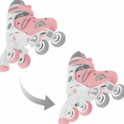 Best Rollers Learning Skate évolutif 2 en 1 Pastel Rose (pointure 30-33) Skateboard Et Rollers