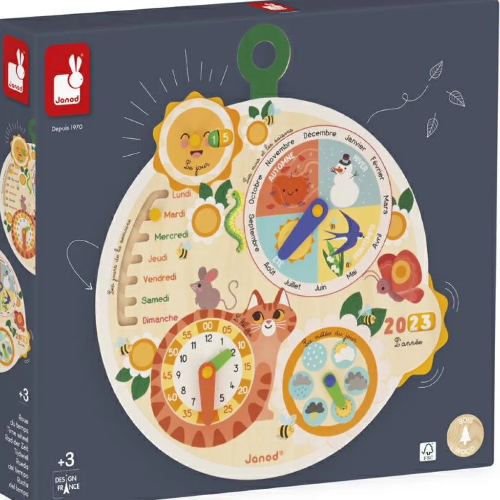 Roue du temps en bois Apprentissage Du Temps Et Quotidien